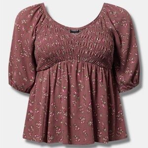 Babydoll Crinkle Gauze 3/4 Sleeve Top 4x